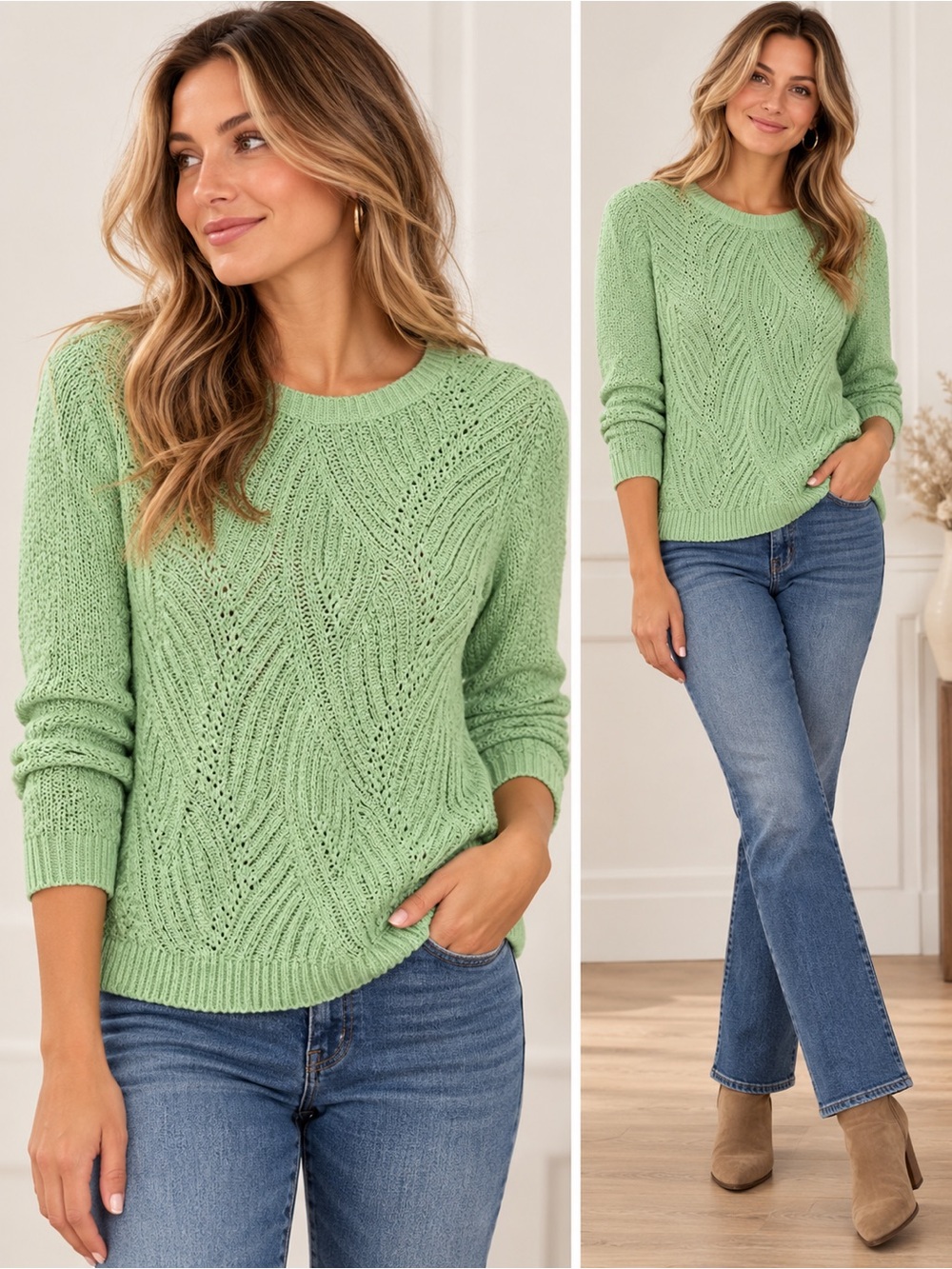 Talbots Mint Green Crewneck Knit Sweater Size XS